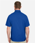 Harriton M586 Men's Flash IL Colorblock Shirt - True Royal/ Black - model back