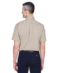 Harriton M500S Men's Easy Blend Twill Dress Shirt with Stain-Release - Stone - model back