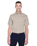 Harriton M500S Men's Easy Blend Twill Dress Shirt with Stain-Release - Stone - model front