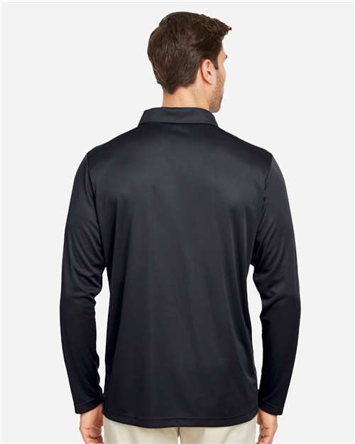 Team 365 TT51L Men's Zone Performance Long Sleeve Polo - Black - model back