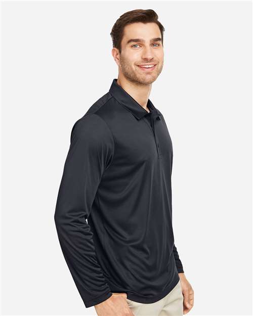 Team 365 TT51L Men's Zone Performance Long Sleeve Polo - Black - model side