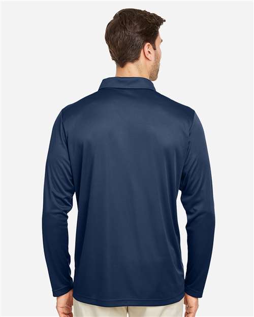 Team 365 TT51L Men's Zone Performance Long Sleeve Polo - Sport Dark Navy - model back