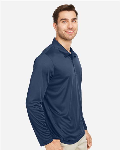 Team 365 TT51L Men's Zone Performance Long Sleeve Polo - Sport Dark Navy - model side