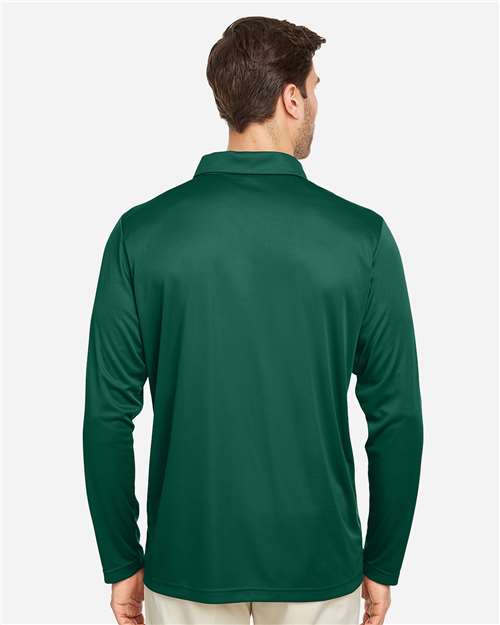 Team 365 TT51L Men's Zone Performance Long Sleeve Polo - Sport Forest - model back
