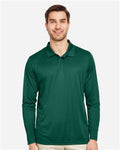 Team 365 TT51L Men's Zone Performance Long Sleeve Polo - Sport Forest - model front