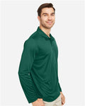 Team 365 TT51L Men's Zone Performance Long Sleeve Polo - Sport Forest - model side