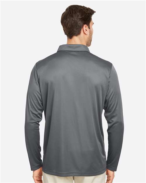 Team 365 TT51L Men's Zone Performance Long Sleeve Polo - Sport Graphite - model back