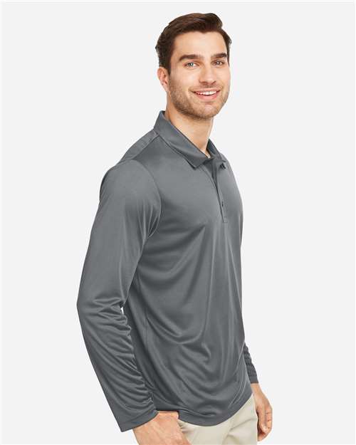 Team 365 TT51L Men's Zone Performance Long Sleeve Polo - Sport Graphite - model side