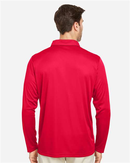 Team 365 TT51L Men's Zone Performance Long Sleeve Polo - Sport Red - model back