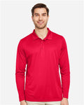 Team 365 TT51L Men's Zone Performance Long Sleeve Polo - Sport Red - model front