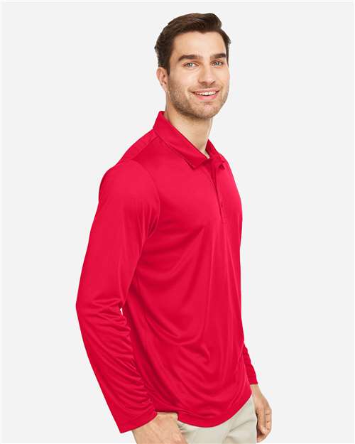 Team 365 TT51L Men's Zone Performance Long Sleeve Polo - Sport Red - model side