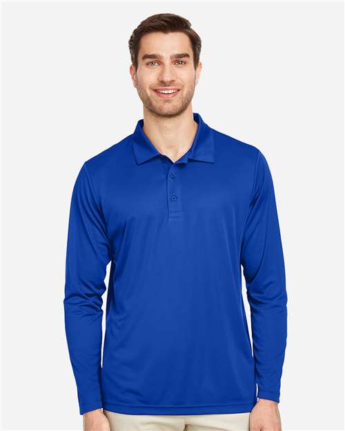 Team 365 TT51L Men's Zone Performance Long Sleeve Polo - Sport Royal - model front