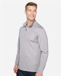 Team 365 TT31H Men's Zone Sonic Heather Performance Quarter-Zip Pullover - Athletic Heather - model side