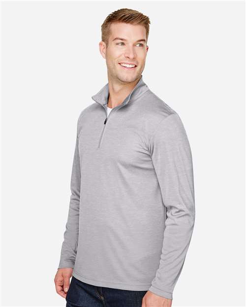 Team 365 TT31H Men's Zone Sonic Heather Performance Quarter-Zip Pullover - Athletic Heather - model side