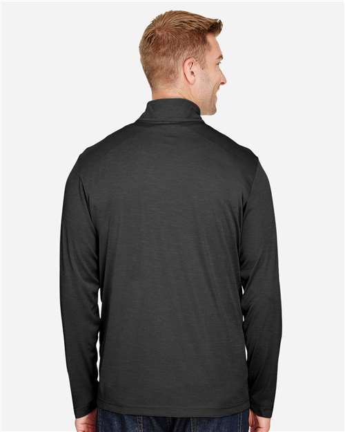 Team 365 TT31H Men's Zone Sonic Heather Performance Quarter-Zip Pullover - Black Heather - model back