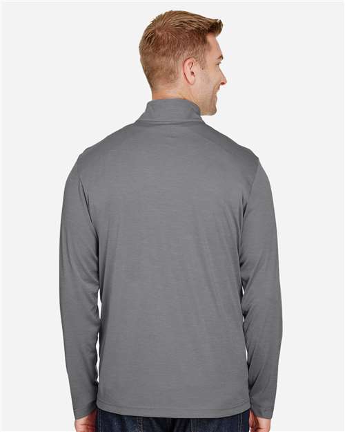 Team 365 TT31H Men's Zone Sonic Heather Performance Quarter-Zip Pullover - Dark Grey Heather - model back