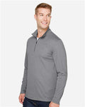 Team 365 TT31H Men's Zone Sonic Heather Performance Quarter-Zip Pullover - Dark Grey Heather - model side