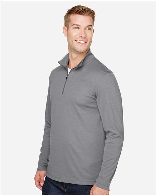 Team 365 TT31H Men's Zone Sonic Heather Performance Quarter-Zip Pullover - Dark Grey Heather - model side