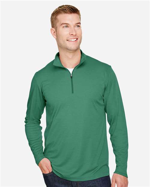 Team 365 TT31H Men's Zone Sonic Heather Performance Quarter-Zip Pullover - Sport Forest Heather - model front