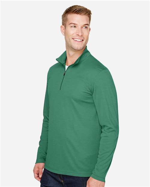 Team 365 TT31H Men's Zone Sonic Heather Performance Quarter-Zip Pullover - Sport Forest Heather - model side