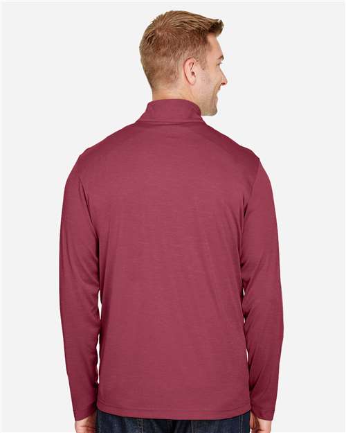 Team 365 TT31H Men's Zone Sonic Heather Performance Quarter-Zip Pullover - Sport Maroon Heather - model back