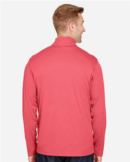 Team 365 TT31H Men's Zone Sonic Heather Performance Quarter-Zip Pullover - Sport Red Heather - model back