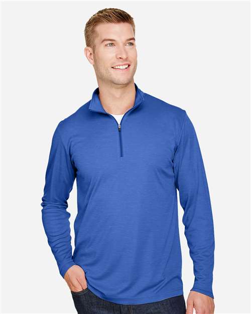 Team 365 TT31H Men's Zone Sonic Heather Performance Quarter-Zip Pullover - Sport Royal Heather - model front