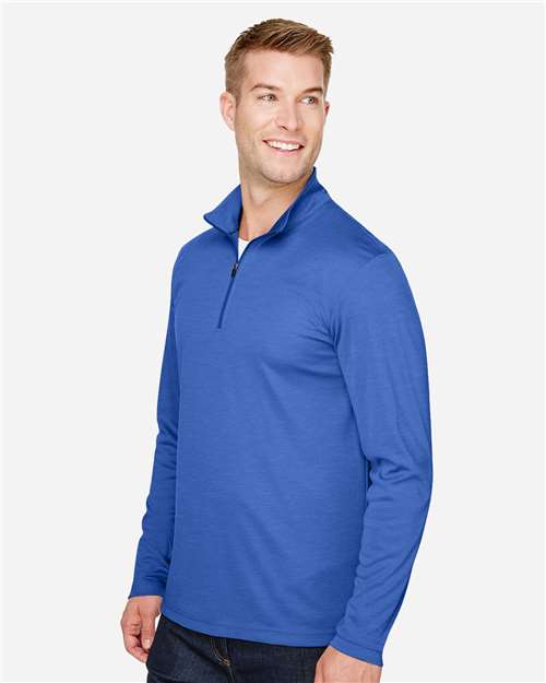Team 365 TT31H Men's Zone Sonic Heather Performance Quarter-Zip Pullover - Sport Royal Heather - model side