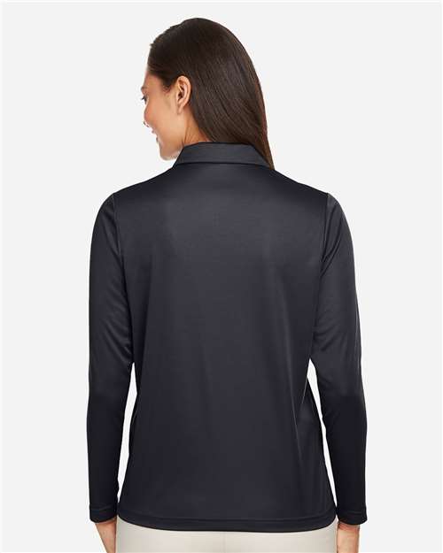 Team 365 TT51LW Women's Zone Performance Long Sleeve Polo - Black - model back