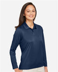 Team 365 TT51LW Women's Zone Performance Long Sleeve Polo - Sport Dark Navy - model side