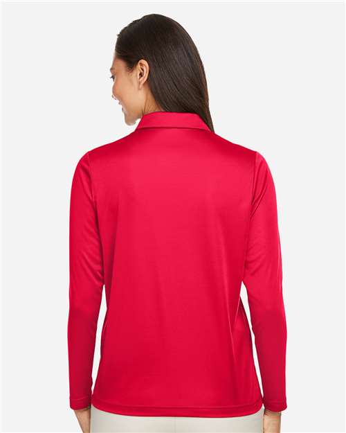 Team 365 TT51LW Women's Zone Performance Long Sleeve Polo - Sport Red - model back