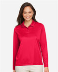 Team 365 TT51LW Women's Zone Performance Long Sleeve Polo - Sport Red - model front