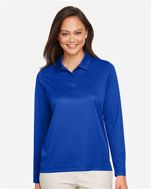 Team 365 TT51LW Women's Zone Performance Long Sleeve Polo - Sport Royal - model front
