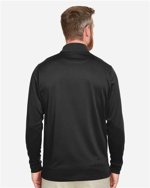 Harriton M348L Men's Advantage Snag Protection Plus IL Long Sleeve Polo - Black - model back