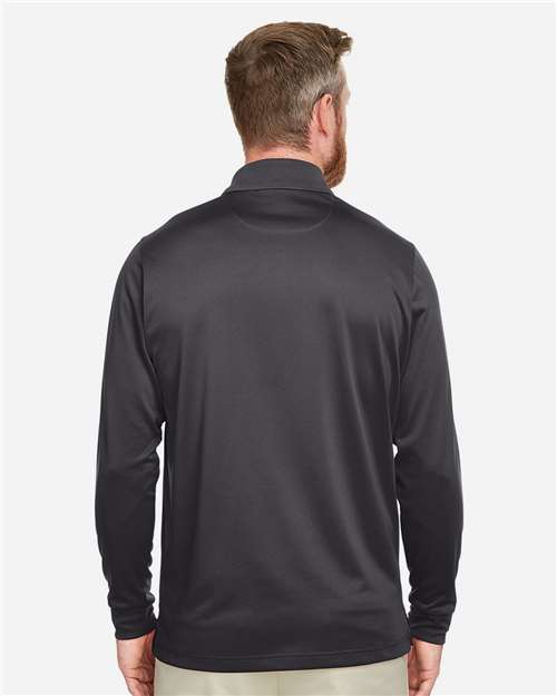 Harriton M348L Men's Advantage Snag Protection Plus IL Long Sleeve Polo - Dark Charcoal - model back