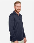 Harriton M348L Men's Advantage Snag Protection Plus IL Long Sleeve Polo - Dark Navy - model side