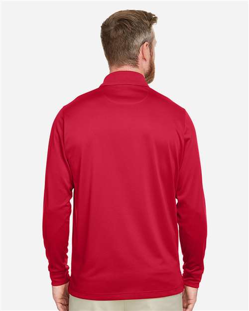 Harriton M348L Men's Advantage Snag Protection Plus IL Long Sleeve Polo - Red - model back