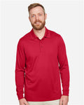 Harriton M348L Men's Advantage Snag Protection Plus IL Long Sleeve Polo - Red - model front