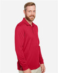 Harriton M348L Men's Advantage Snag Protection Plus IL Long Sleeve Polo - Red - model side