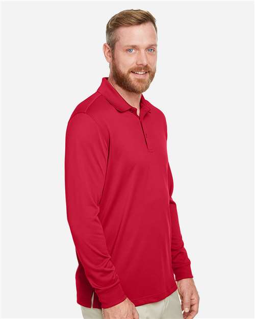 Harriton M348L Men's Advantage Snag Protection Plus IL Long Sleeve Polo - Red - model side