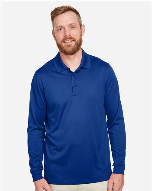Harriton M348L Men's Advantage Snag Protection Plus IL Long Sleeve Polo - True Royal - model front