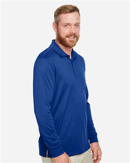 Harriton M348L Men's Advantage Snag Protection Plus IL Long Sleeve Polo - True Royal - model side