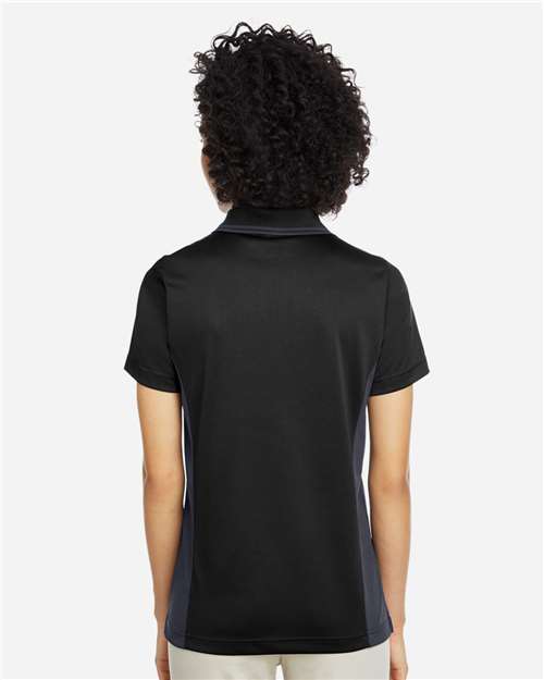 Harriton M386W Women's Flash Snag Protection Plus IL Colorblock Polo - Black/ Dark Charcoal - model back