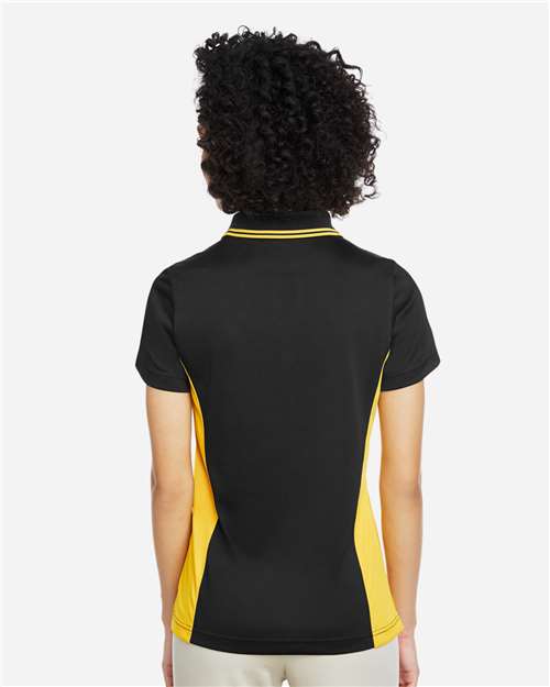 Harriton M386W Women's Flash Snag Protection Plus IL Colorblock Polo - Black/ Sunray Yellow - model back