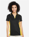 Harriton M386W Women's Flash Snag Protection Plus IL Colorblock Polo - Black/ Sunray Yellow - model front