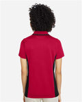 Harriton M386W Women's Flash Snag Protection Plus IL Colorblock Polo - Red/ Black - model back