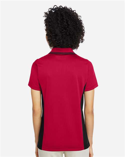 Harriton M386W Women's Flash Snag Protection Plus IL Colorblock Polo - Red/ Black - model back