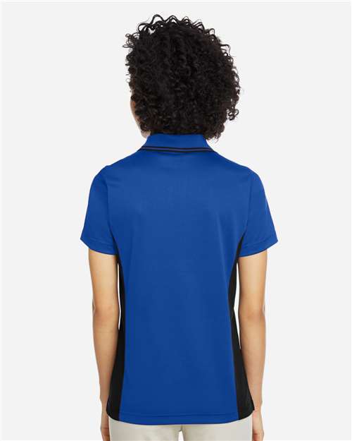 Harriton M386W Women's Flash Snag Protection Plus IL Colorblock Polo - True Royal/ Black - model back