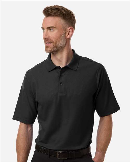 Harriton M105T Men's Tall Maverick CVC Pique Polo - Black - model front