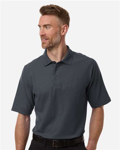 Harriton M105T Men's Tall Maverick CVC Pique Polo - Dark Charcoal - model front